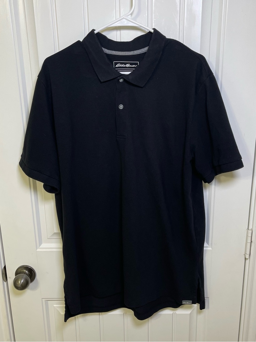 Eddie Bauer Men's Short Sleeve Polo Shirt Black Size TXL (Tall XL) 100% Cotton